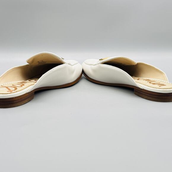 Sam Edelman Shoes Womens 6 White Leather Bit Loafer Mule Slip On Flats Casual - Picture 7 of 11